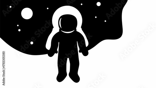 Bold Astronaut Silhouette in Space Exploration, Ideal for Science, Technology, and Adventure Themes, A Modern Vector Graphic Design Element
