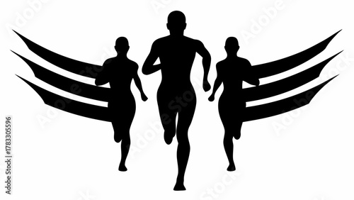 Dynamic running team sprints forward with speed and power, fueled by determination, a modern symbol of athletic achievement and competitive spirit