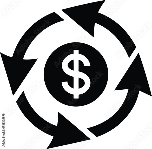 Modern currency exchange icon with financial symbols
