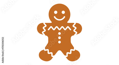 Delightful gingerbread man smiles sweetly, a perfect symbol of holiday cheer, Christmas baking, and winter treats, ideal for festive designs and joyful creations
