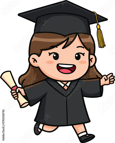 A focused cartoon boy wearing a white kimono and black belt performs a powerful high kick, demonstrating martial arts, self-defense, and discipline.