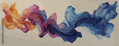 Ilustração abstrata de tecidos coloridos, com tons vibrantes e suaves, ideal para projetos criativos e designs modernos.