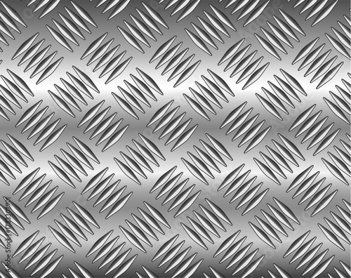 Silver diamond plate steel metal sheet texture background.