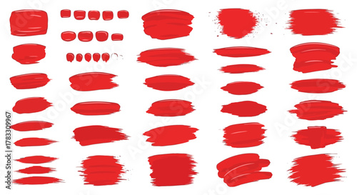 Vibrant Red Brush Strokes Collection for Artistic Design Projects