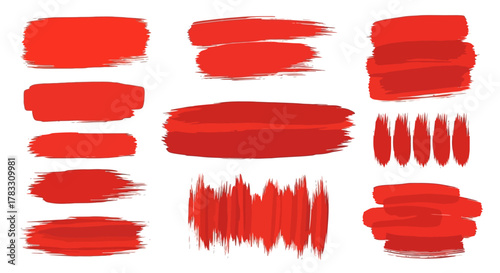 Vibrant Red Brush Strokes Collection Artistic Overlays for Creative Design Projects