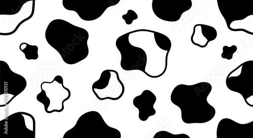 Seamless Pattern of Cow Spots on White Background