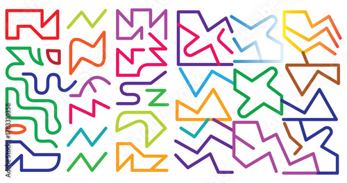 Colorful abstract shapes and lines arranged in a dense random pattern