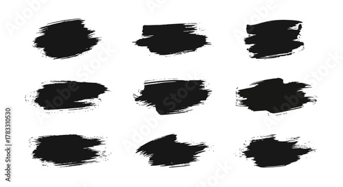 Collection of Black Paint Brush Strokes for Creative Design Elements and Artistic Overlays