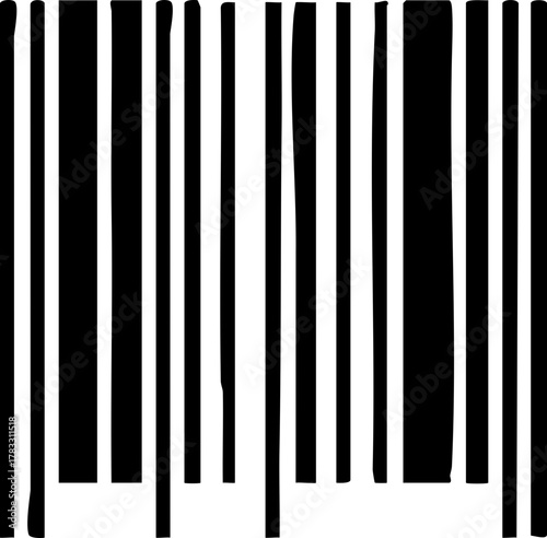 Dynamic black and white barcode pattern representing modern commerce, data tracking, and product identification for business applications
