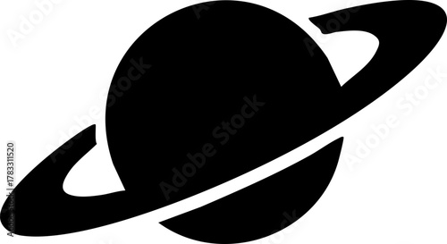 Stunning minimalist planet with ring icon, perfect for science, tech, or space exploration branding and digital projects, conveying vastness and discovery.