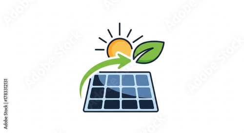Solar panel energy renewable sun leaf power sustainability eco friendly technology illustration design