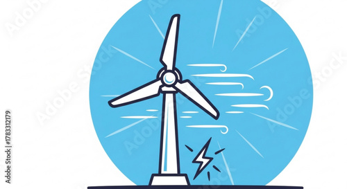 Wind turbine energy renewable power generation sustainable electricity green technology clean energy illustration
