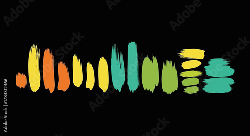 Brush Strokes Vector Illustration A Colorful Array on Black