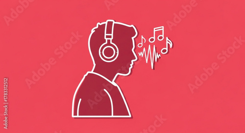 Listening to music with headphones vector art design illustration for music lovers and audio enthusiasts