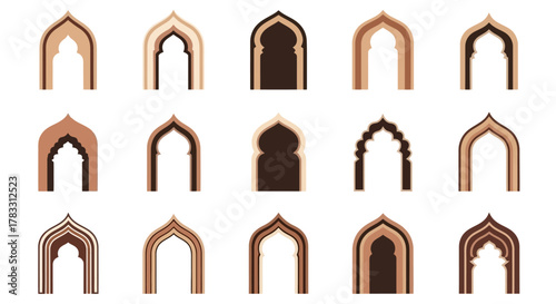 Elegant Vector Set Intricate Moorish Arch Designs for Decorative and Architectural Use