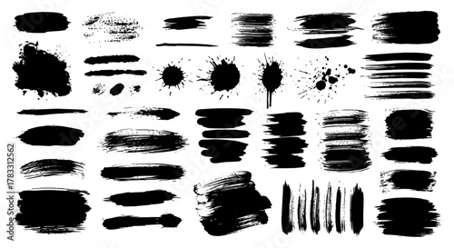 Black Ink Brush Strokes Collection for Artistic Design