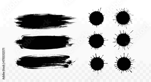 Abstract Strokes and Splatters Black Ink Texture Collection