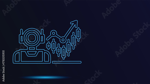 Futuristic Trader Bot with Financial Stock Market Graph and Candlestick Chart Automated Trading System Investment Strategy Stock Analysis Ai Trading Professional High Quality Stock Content f