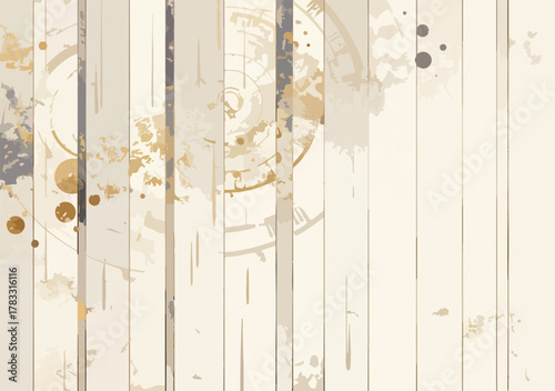 Fundo abstrato com elementos de relógio e manchas de tinta em tons pastel.