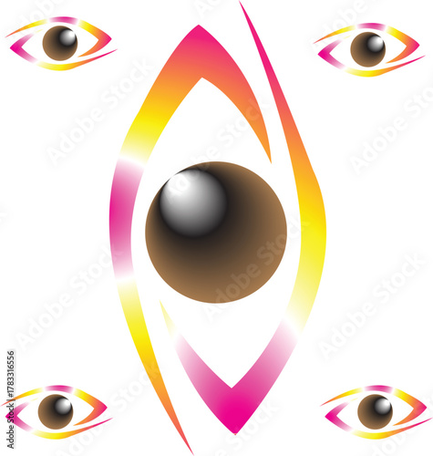 Abstract eye logo with multiple eyes