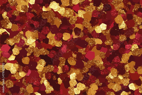 Textura abstrata com padrão granulado em tons de vermelho e dourado, ideal para fundos.