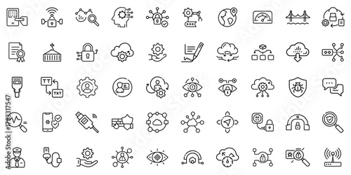 A collection of diverse icons representing technology, security, and data management.