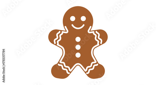 Charming gingerbread man cookie with festive icing details, perfect for holiday celebrations and sweet treats