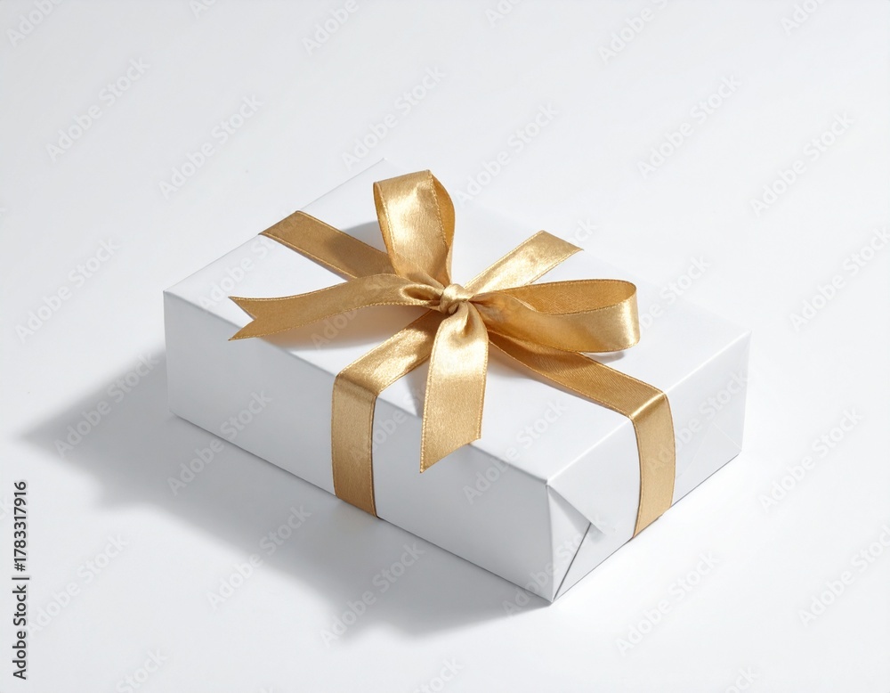 Fototapeta premium A beautifully wrapped gift box showcasing elegance and simplicity perfect for special occasions.