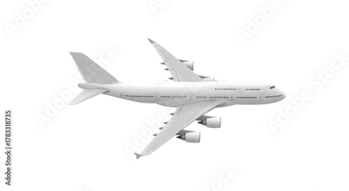 Sleek white jumbo jetliner soars through the sky, symbolizing global travel, business expansion, and freedom of movement.