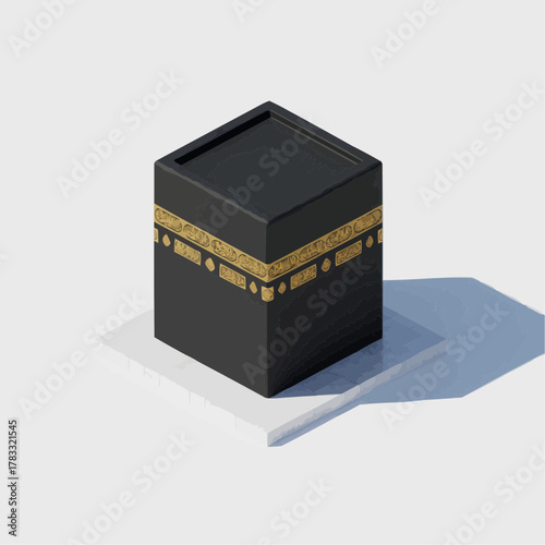 Isometric 3D Kaaba Mecca Vector – Islamic Landmark Architecture on White