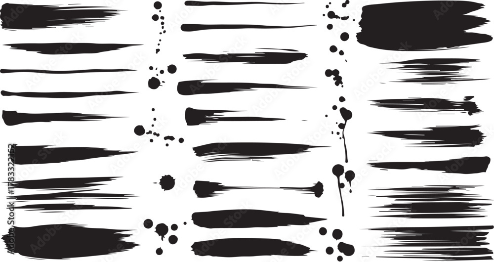 custom made wallpaper toronto digitalBlack Ink Brush Stroke and Splatter Elements white
