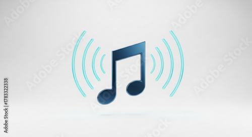 Download music note with sound waves vector illustration for music app and audio production design 3d rendering