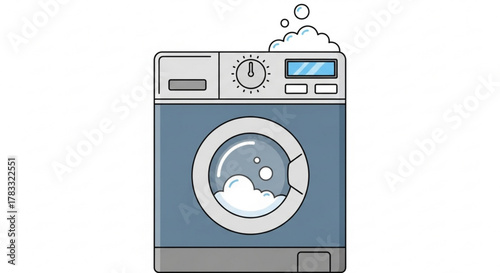 Washing machine appliance laundry cleaning clothes washer household equipment domestic appliance vector icon design