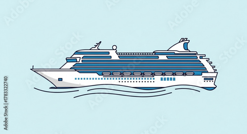 Cruise ship vector illustration for travel and vacation concept design for summer holiday and ocean voyage 100