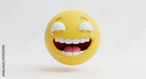 Emoji laughing tears face expression happy yellow character 3d rendering graphic design icon illustration