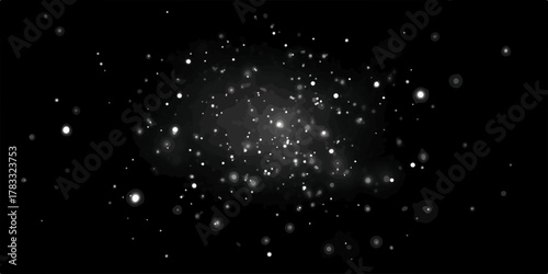 Funkelnde Partikel auf schwarzem Hintergrund erzeugen einen magischen und abstrakten visuellen Effekt.