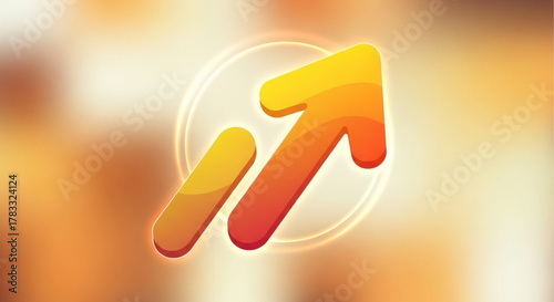 Growth arrow icon for business success and financial increase and market trend analysis vector design