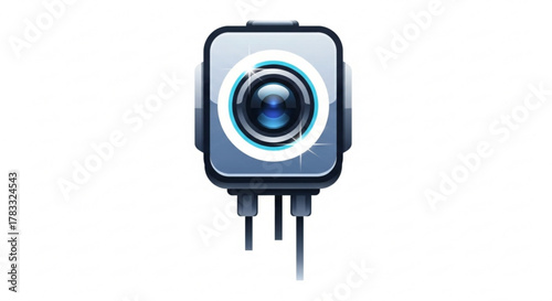 Square camera lens photography equipment vector illustration for professional use and design projects