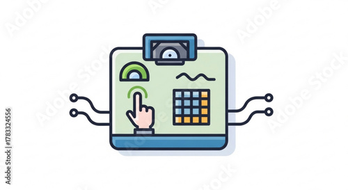 Touchscreen interface device vector illustration for interactive technology design and user experience projects