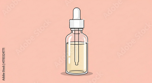 Essential oil serum bottle with dropper for skincare routine and beauty product advertisement concept