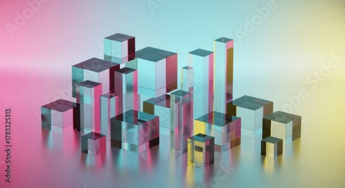 Fototapeta Naklejka Na Ścianę i Meble -  Neon Glass Blocks