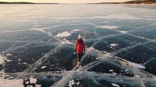 Beautiful woman in ice