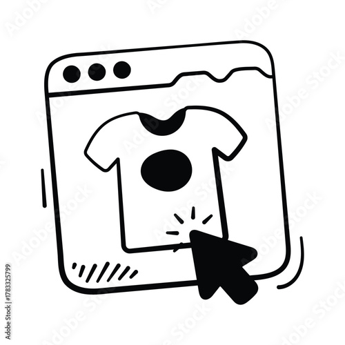 Well designed hand drawn icon of online shopping in modern style