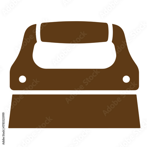 A brown silhouette of a professional quality putty knife with white background