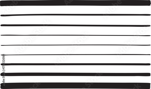 Set of Black Horizontal Lines and Bars on White Background - Versatile Geometric Design Elements & Dividers