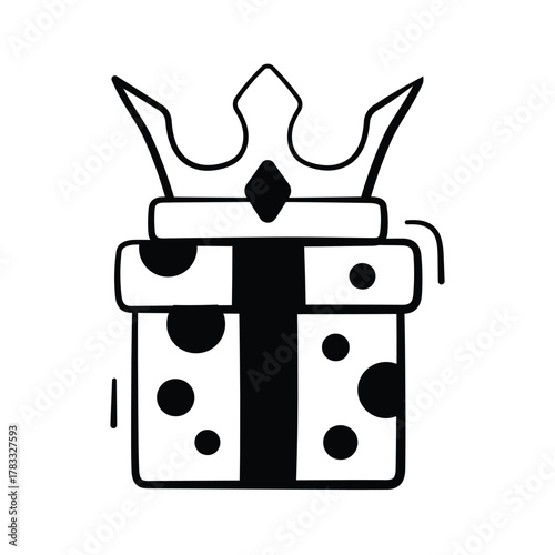 Gift box with crown representing premium offers and shopping rewards