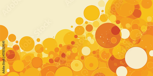 Fondo abstracto vibrante con burbujas circulares en tonos cálidos de naranja y amarillo, ideal para diseño.