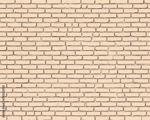 Fondo de pared de ladrillo beige claro uniforme, textura de albañilería repetitiva y detallada para diseño.