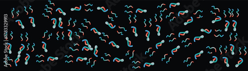 Abstract pattern of sperm cells on a black background
