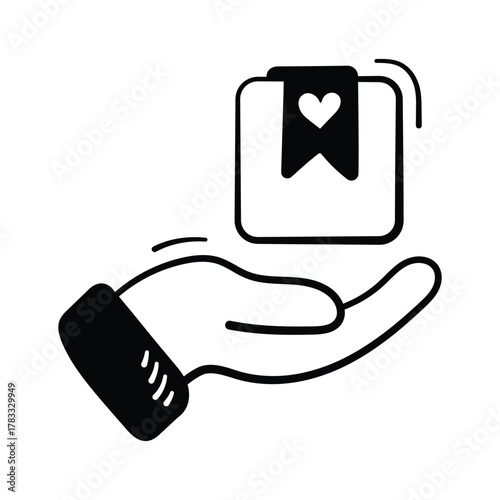 Hand offering a package symbolizing product delivery or gift giving